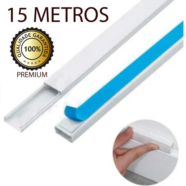 15m Canaleta Com Fita Adesiva Cola Marca Boa 20x10, Sem Divisória 361/2-ef/sd Enerbras Para Esconder Fios